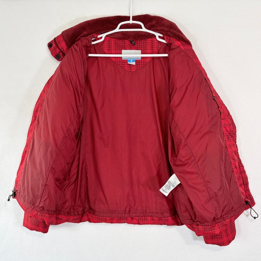 Columbia Winter Jacket Womens XL Red Plaid Down Feather Puffer Coat - Picture 7 of 12